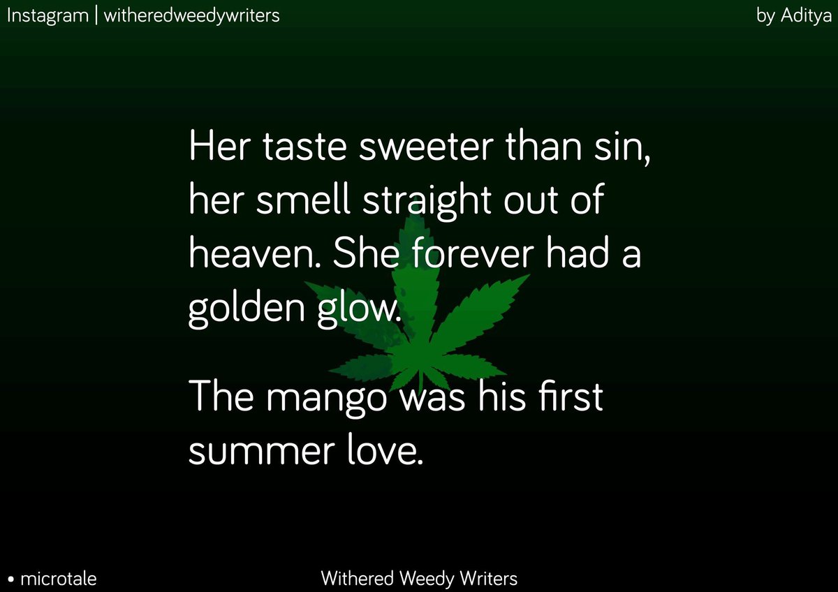 WritersOfWWW's tweet photo. MicroTale on 'mango' by Aditya.
__

Submit your work at:
https://t.co/Xb8YSTb5L4
__

#wordporn #writerssociety #writerscorner #microtale #microfiction #storyteller #storytelling #www #witheredweedywriters #writersofinstagram #words #wordsmith #writers #mango #summer #writingtips https://t.co/K1xF5FIU5j