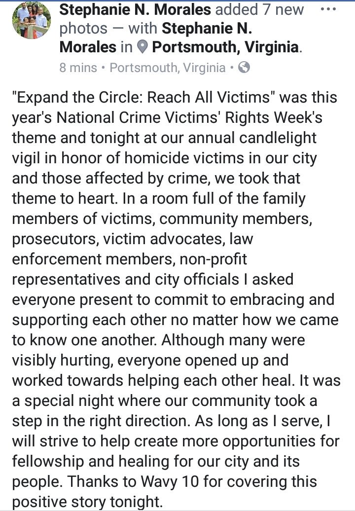'Expand the Circle: Reach All Victims' was this year's National Crime Victims' Rights Week's theme. Tonight at our annual candlelight vigil in honor of homicide victims & those affected by crime, we took that theme to heart. #NationalVictimsRightsWeek #CommunityProsecution