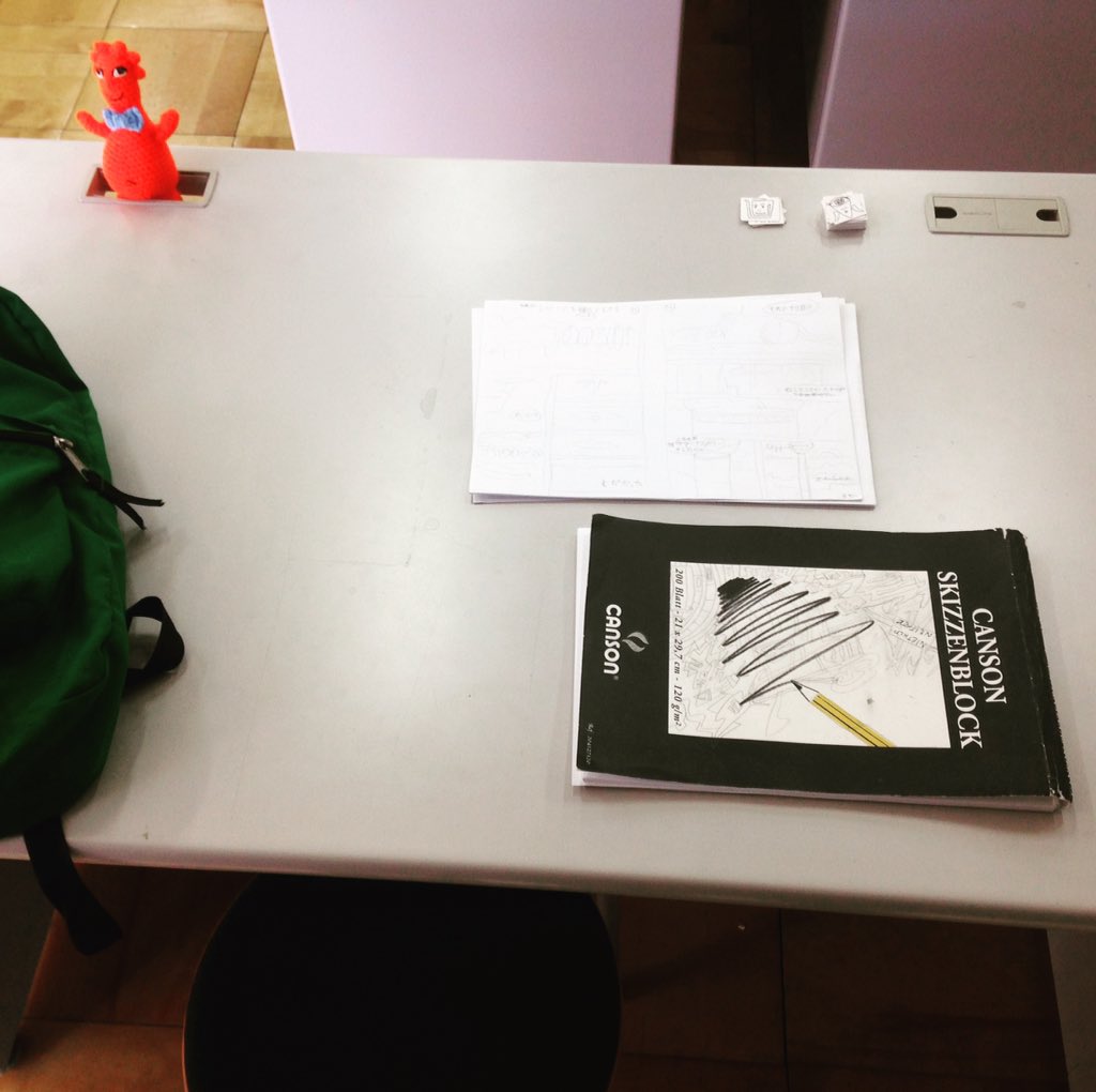 williamzwood's tweet photo. My desk! With #crochet Bobo by @whistlerat 

Schedule for this semester:

Monday - Chthulhu manga class

Tuesday - free

Wednesday - Sketching class

Thursday - Perspective class and mysterious wild-sounding drawing class I haven't gone to yet

Friday - free

Exciting #DrawinTime https://t.co/wun92M9482
