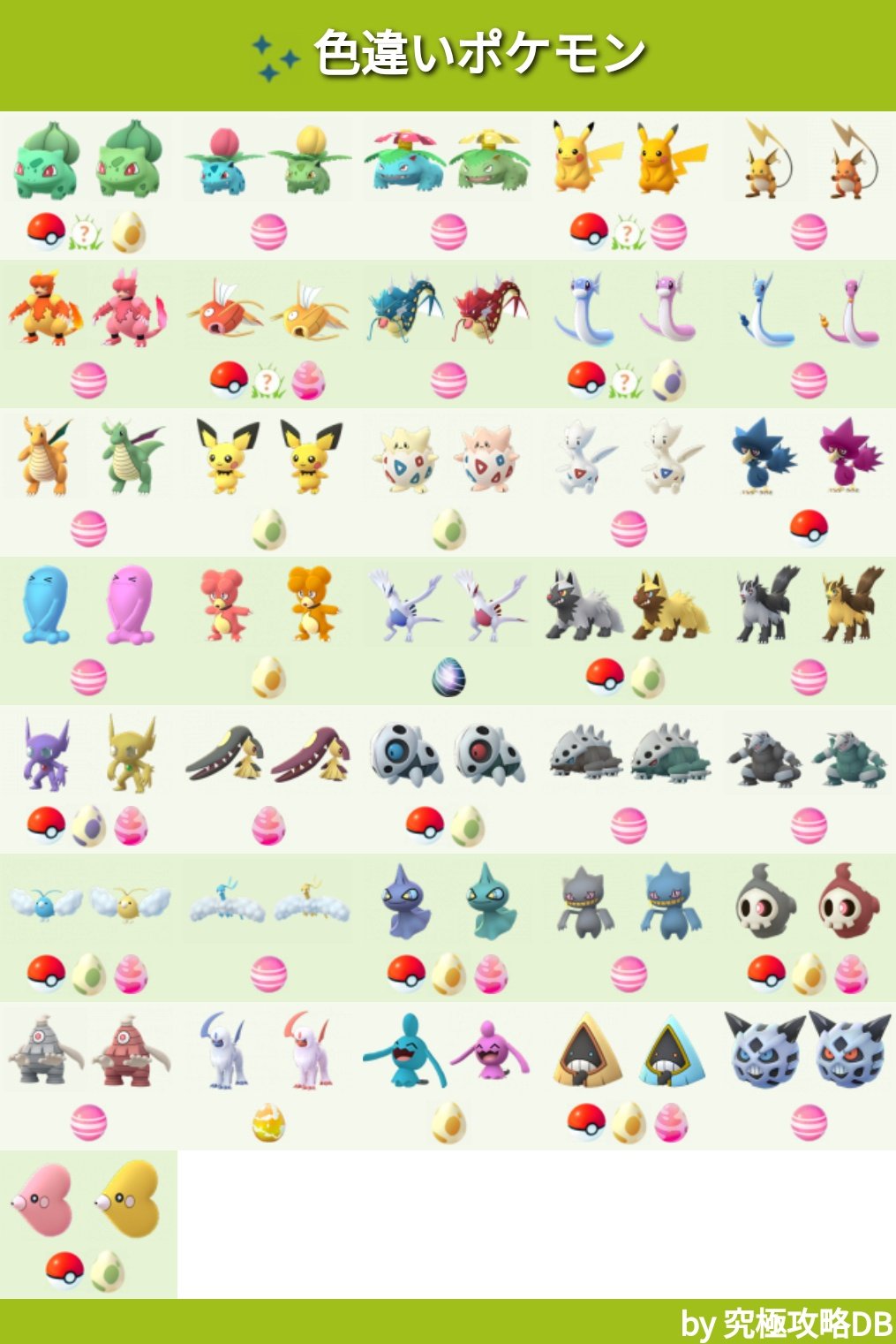 ポケモンgo攻略 みんポケ Twitterren 色違いポケモンの入手方法一覧 入手方法にフィールドリサーチのリワード報酬 草むらマーク を追加しました 現在は フシギダネ コイキング ピカチュウ ミニリュウの色違いがリワードで入手できる可能性があります