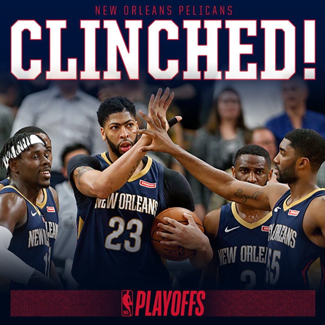 PelicansNBA's tweet photo. PLAYOFF BOUND!!! #DoItBigger https://t.co/6SiSg5DFvK