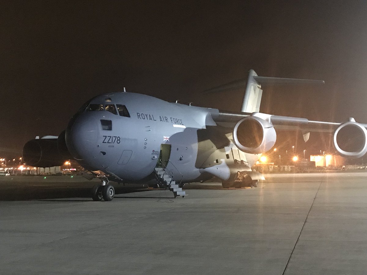 AndyHamilton441's tweet photo. Another interesting nightshift with this @RoyalAirForce C-17 GlobeMaster making a quick stop @GLA_Airport on its way to @RAFBrizeNorton this morning https://t.co/Q2x9ueEACH