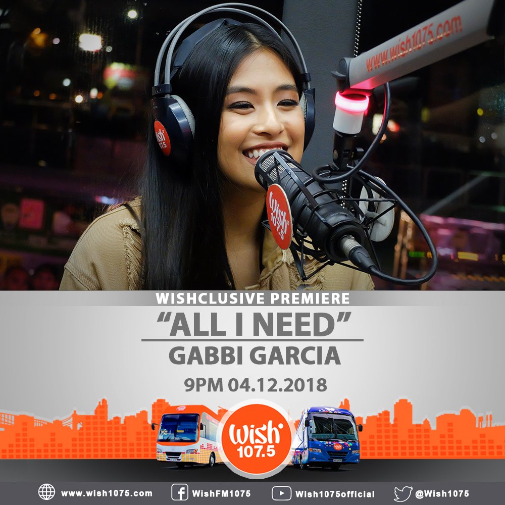 wish1075's tweet photo. A talented lady will grace our YouTube channel this evening! Singer-actress @_gabbigarcia's Wishclusive performance of her debut single, "All I Need" drops tonight at 9 PM PHT! https://t.co/s50L9D9aNg