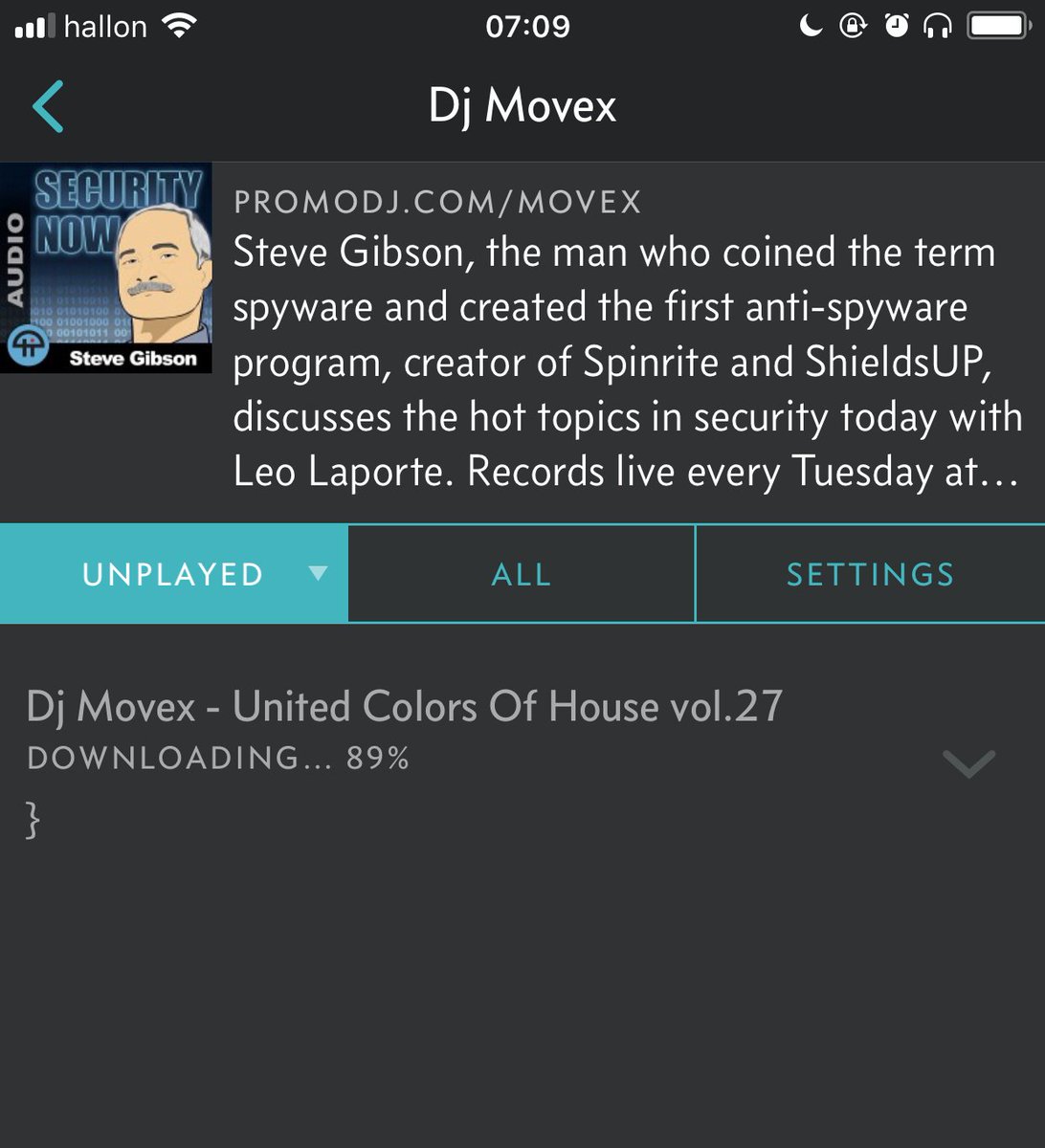 Meldanya's tweet photo. @OvercastFM This just happened in my Overcast library, when it refreshed this morning the Security Now entry was replaced with Dj Movex (no idea what that is?). The image didn’t update but info and the downloaded episode is not Security Now any longer. What on earth happened? https://t.co/L2VctfVpnF