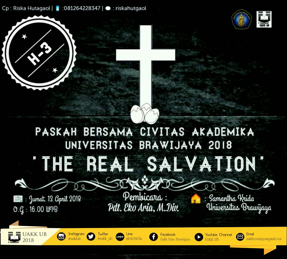 UAKK_UB's tweet photo. [H-3 ROAD TO PASKAH CIVITAS AKADEMIKA UB 2018]

Shalom Laskar Kristus 😘

Tau ga sih kalo acara Paskah Civitas Akademika Universitas Brawijaya sudah H-3 lohh 😆

Ada yang spesial loh di Paskah tahun ini... 

Tuhan Yesus Memberkati 😇 https://t.co/ndRA0NXlqL