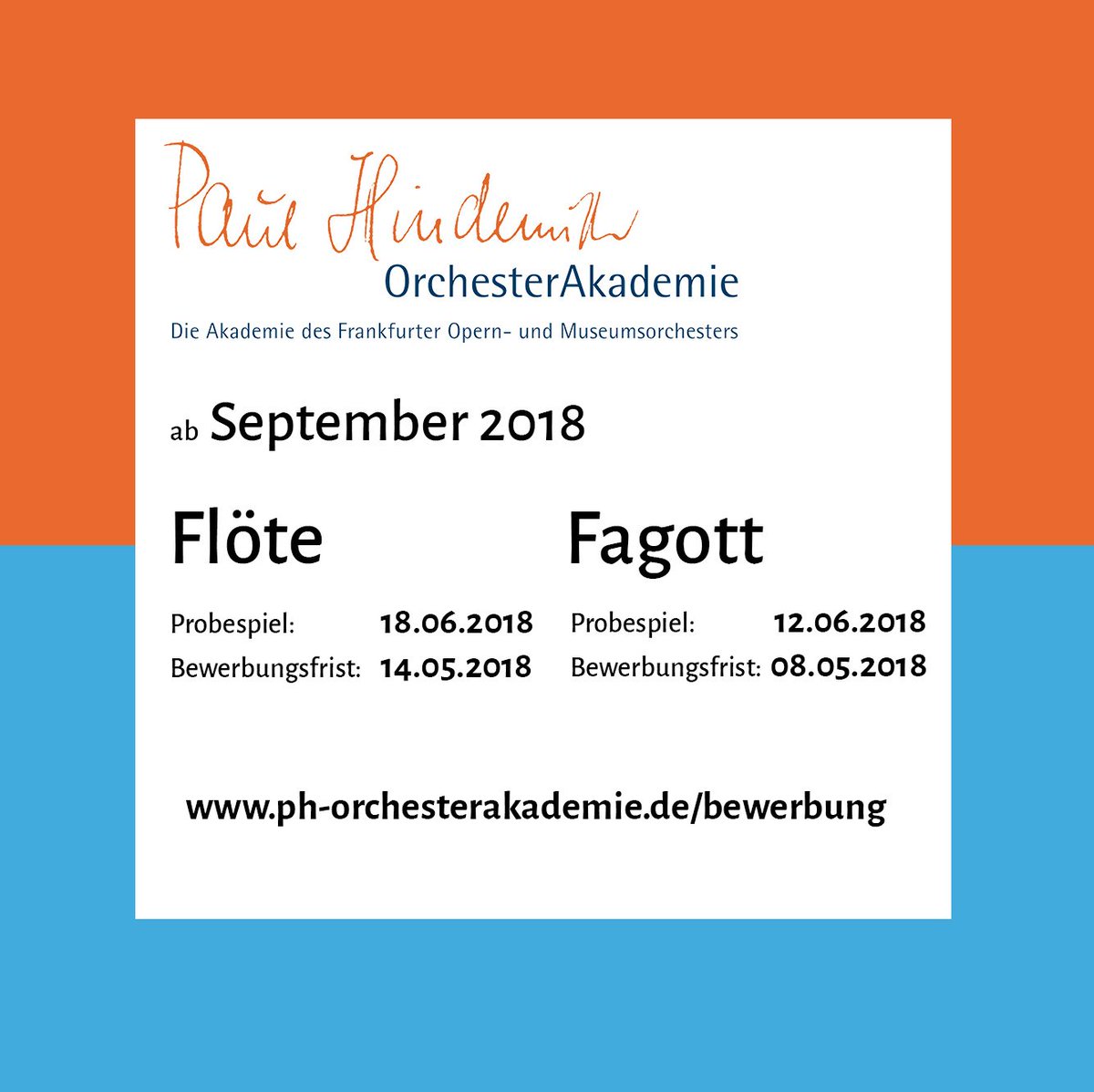 Zwei neue Stipendien zu vergeben - Jetzt weitersagen! #phoakademie #operfrankfurt #museumsorchester #academy #flute #bassoon #fagott #floete #newstart #chancefürsleben #nettekollegen #jetztbewerben #frankfurt #opera