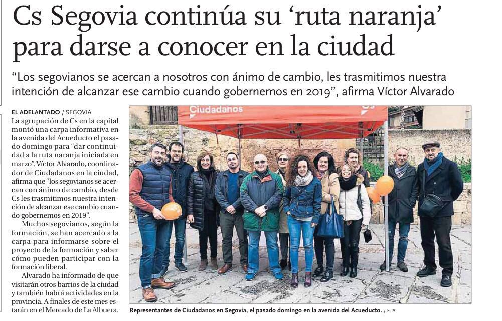 🍊@CsVicAlvarado “Los segovianos se acercan a nosotros con ánimo de cambio, les transmitimls nuestra intención de alcanzar ese cambio cuando gobernemos en 2019”