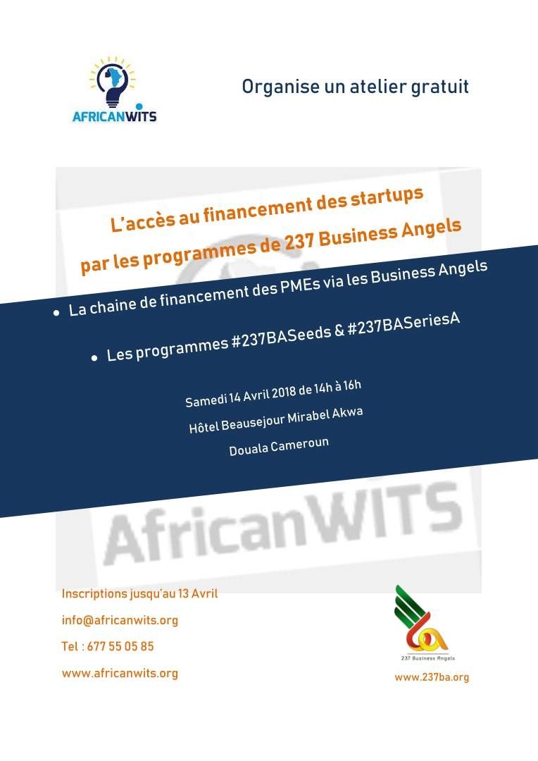 chwankyclark's tweet photo. Hello ! Venez nombreux à cet atelier : "l'accès au financement des startups par les programmes de 237 Business Angels"
Où : à l'hôtel beausejour AKWA
Quand : 14 avril 2018
#PME #237BASeeds #investir #237BASeriesA #businessangels #237BATRIAL02 https://t.co/BPrM2u2BJV