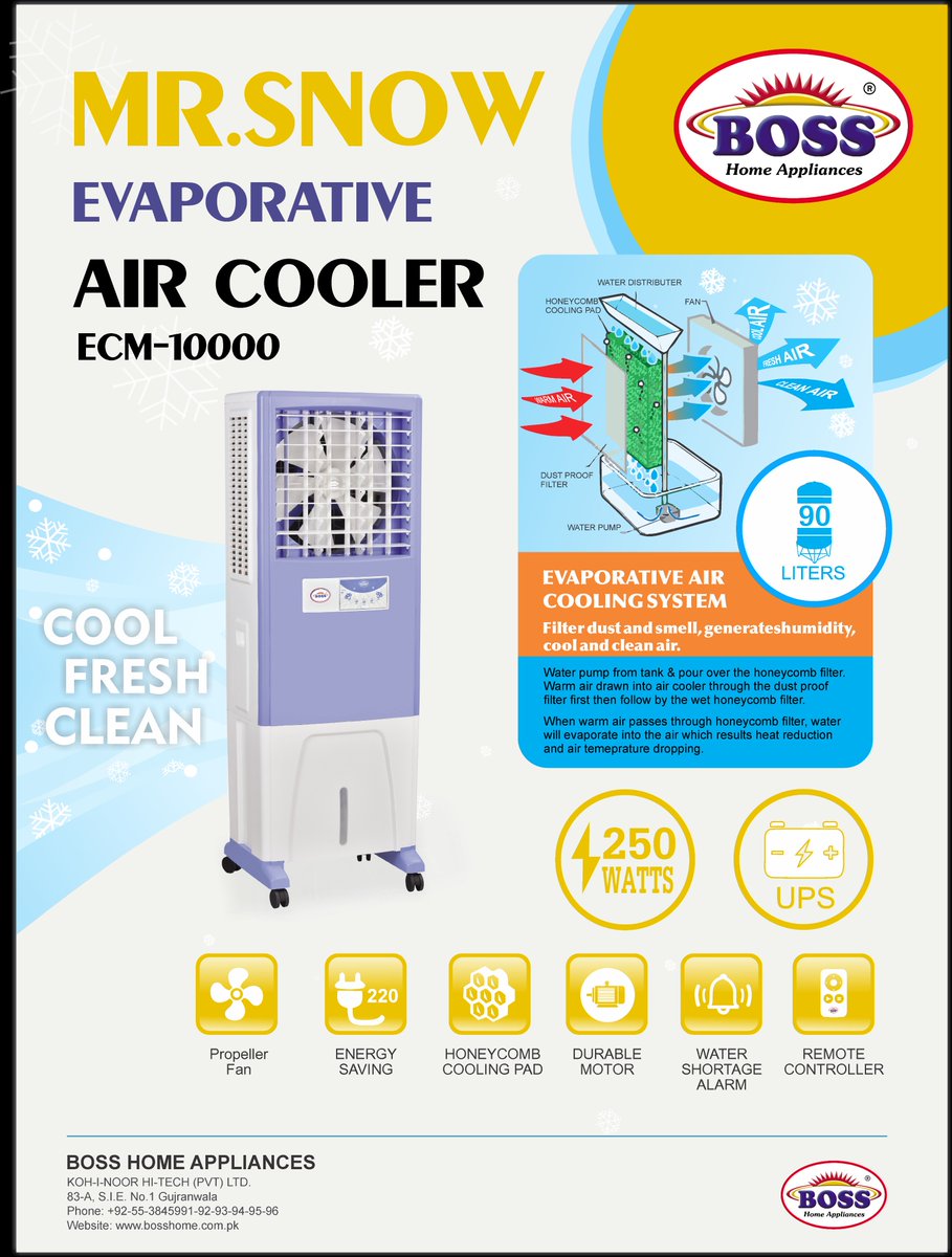 Number 1 Air Cooler in the World 
Evaporative Air Cooler with All Exiting Features

bosshome.com.pk/air-cooler

#Number1AirCooler #ExitingFeatures #AirAware #BestAirCooler #SolarAirCooler #energysavings #durable #bestcooling #bestairflow #thundkajadugar #PropellerFan #alarmsystem