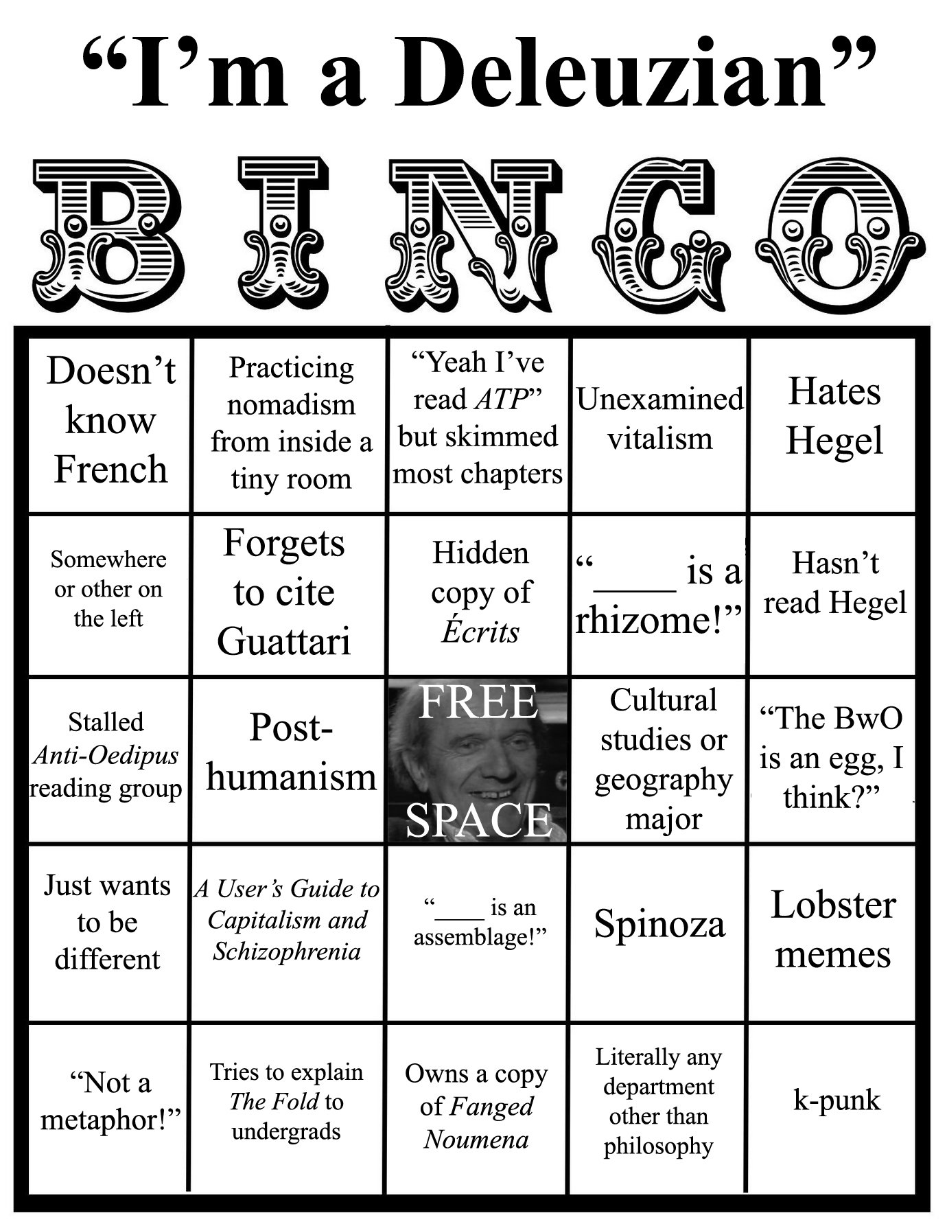 Dr Greg Is Historicising Deleuze Bingo T Co Sbkxg2istj Twitter