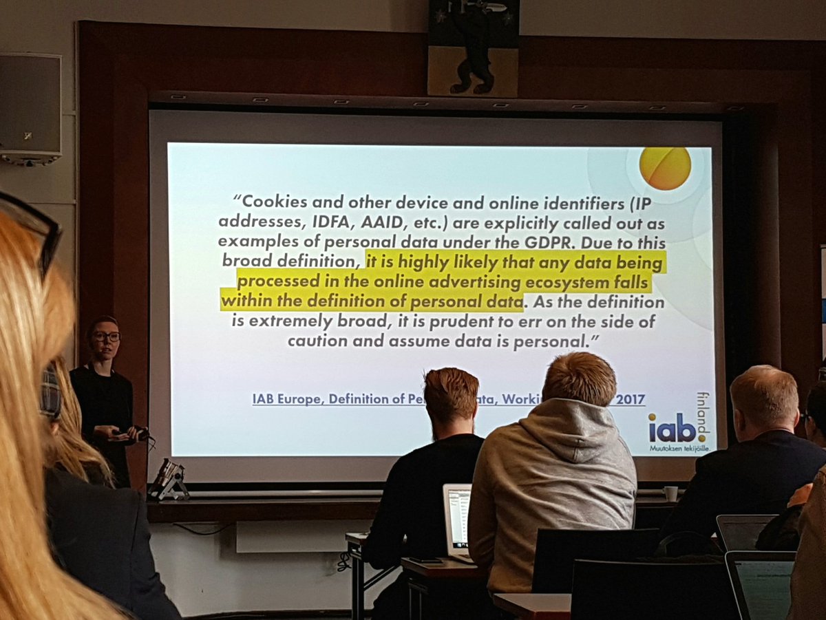 Cookie IS personal data under #GDPR (except session cookie). What is the future of #programmatic in Europe? <a href="/IABFinland/">IAB Finland</a>