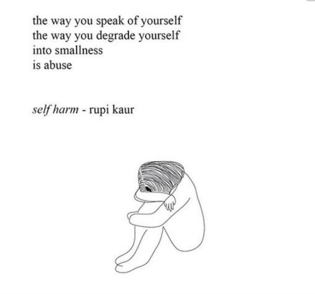 TheSoizicLive's tweet photo. Morning #inspiration

« the way you speak of yourself
the way you degrade yourself
into smallness
is abuse »

self harm by @rupikaur_ 

#TakeCare #Love #Live #Impact #Influence #Thrive #Growth  #Mindfulness #Compassion #HealYourWorld

#Africa #CIV https://t.co/2UTvfiP2e0
