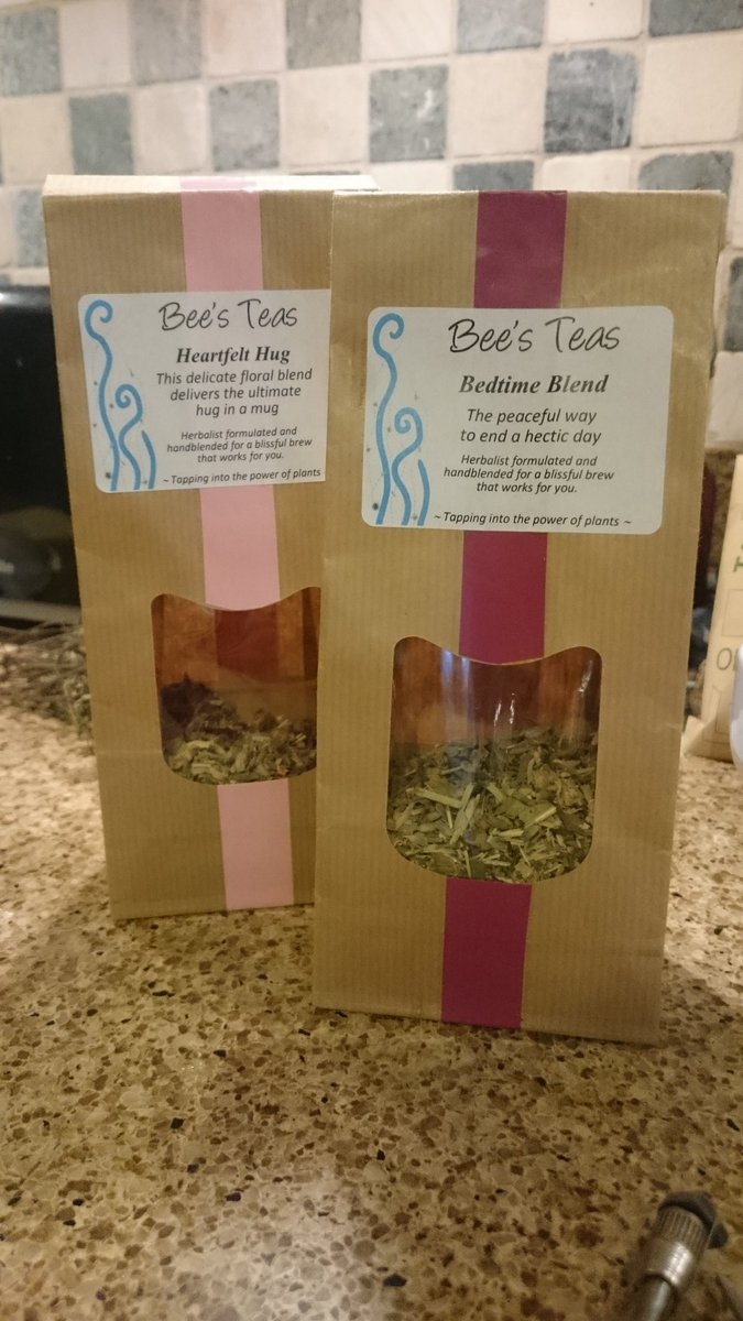 Bee's Teas which currently keep being left on the kitchen counter because my 8yr old daughter loves them so much 😆👍 Great having in-house fans 😄 #healthyhydration #herbaltea #naturalhealth #handcrafted #medicalherbalist #Whitchurch #Shropshire