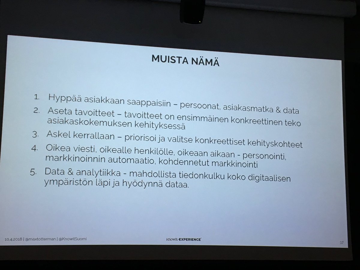 HannaShkurov's tweet photo. Muistilista digitaalisen asiakaskokemuksen kehittäjälle @maxtotterman @KnowitSuomi @MiB_ry #knowitexperience #mothersinbusiness #asiakaskokemus https://t.co/xsDdrN5jdh