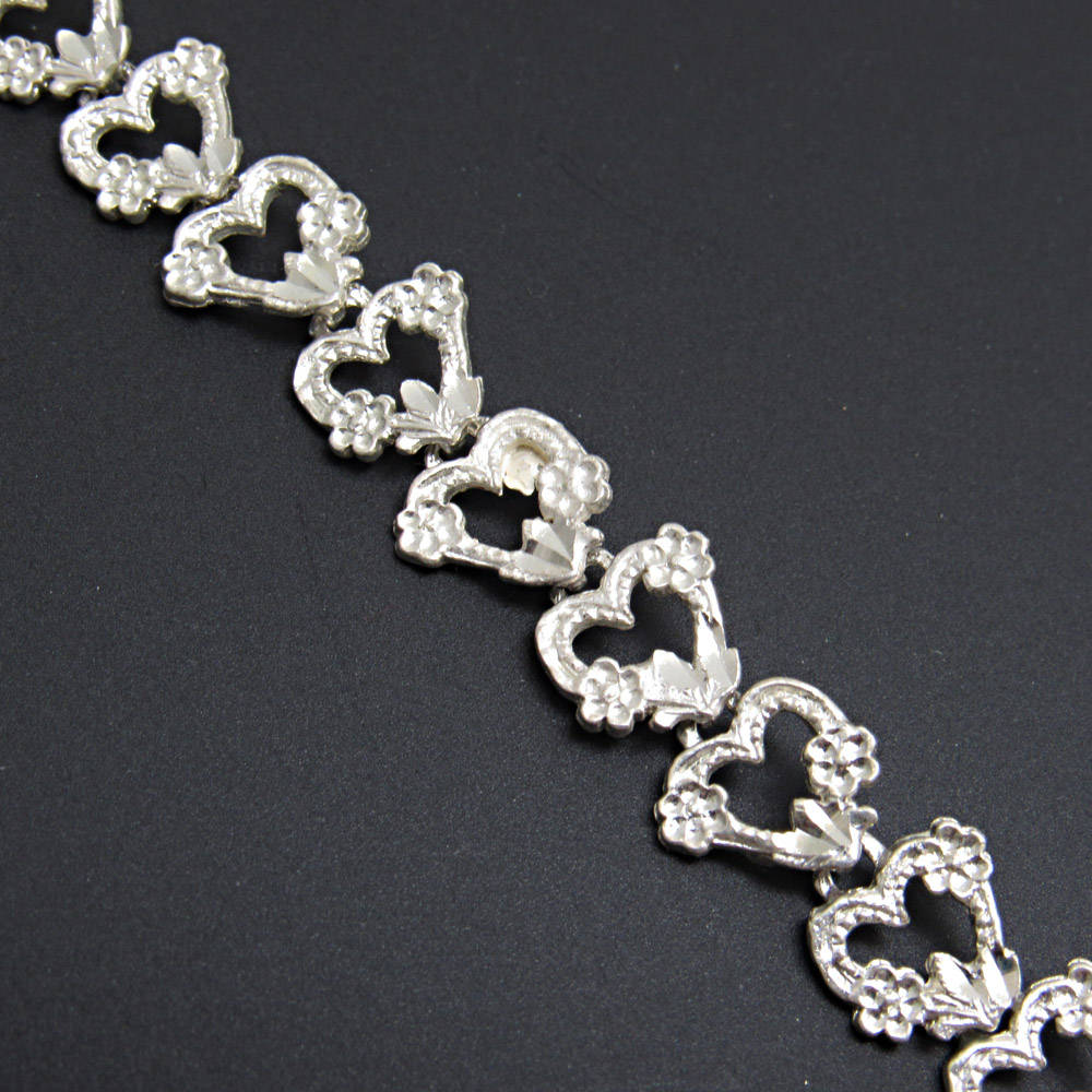 Sterling Heart Bracelet Flower Vintage Jewelry  etsy.me/2El2ySq #antique jewelry #vintagejewelry #DaintyBracelet