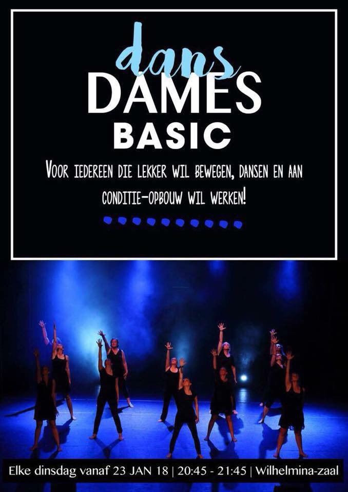 Vanavond start dans dames basic weer!!
20:45 uur Wilhelminazaal... vanavond geeft Margreet Bolwerk de training i.v.m afwezigheid van Gerjanneke.