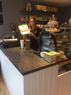 1st_food's tweet photo. Nadine is one of our Baristas here at 1st Class Food. She is holding some of our bagasse (sugarcane) packaging &amp; 100% biodegradable paper cups. So if takeaway is necessary at least it's green! #coffee #environment #holyisland #lindisfarne #1stClassFood #HolyIslandAccommodation https://t.co/OGUqsn6NuO