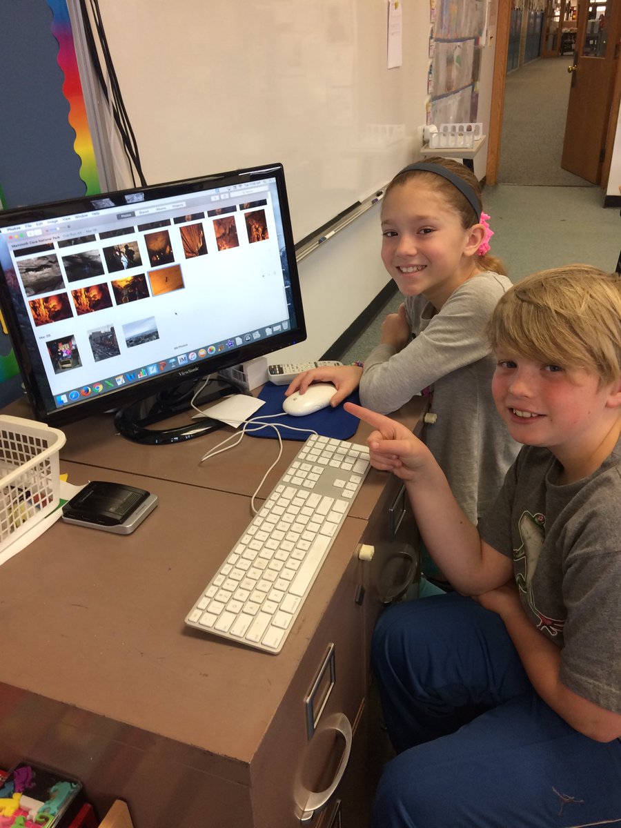 MrsVNeumann's tweet photo. Violet’s book project for Smith’s suspense novel BENEATH will be a slide show of her trip to Mammoth Cave, with tech coaching from Jaden. #engageD64 https://t.co/ndOTFQFuFi