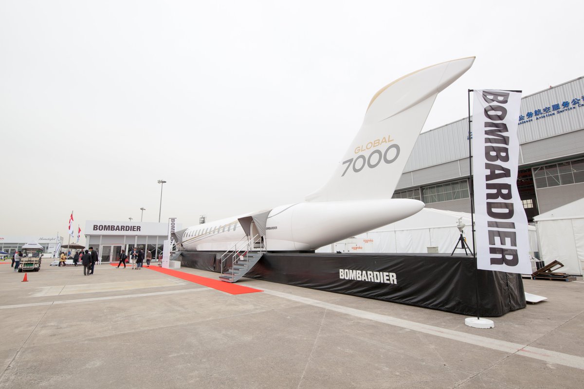 bombardierjets's tweet image. La maquette #Global7000 en Chine pour la première fois au salon #ABACE. Avec son autonomie étendue de 7 700NM, le biréacteur Global 7000 relie Shanghai à Miami.