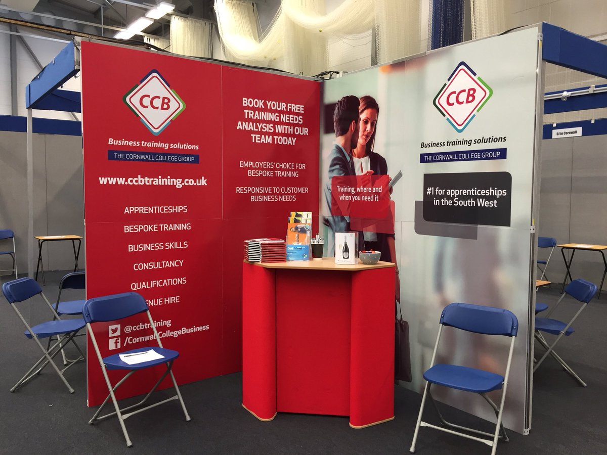 ccbtraining's tweet photo. All set up ready for tomorrow’s #CornwallBusinessFair2018 @cornwallbizfair @cornwallchamber 10am-3.30pm @TruroSchool #Truro part of #CornwallBusinessWeek18 pop in & say hello plus enter our competition to win a bottle of Prosecco! https://t.co/ehsqA7ssdy