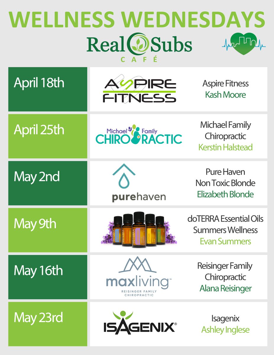 RealSubsCafe's tweet image. Real Subs Cafe - We're excited to announce our April-May #RealWellnessWednesday exhibitors!
