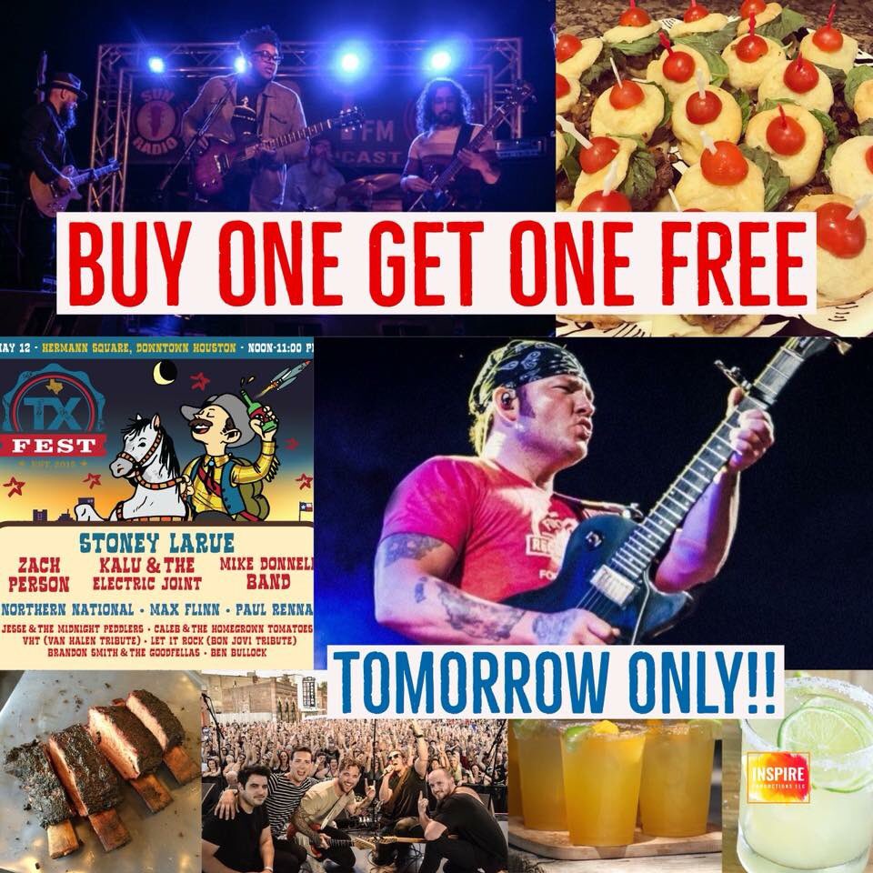 TXFEST's tweet image. 🚨TOMORROW ONLY🚨
Buy one get one free tickets tomorrow (4/18) ONLY! Take advantage of this amazing deal and get ready for a full day in everything T E X A S on May 12! An amazing lineup of Texas music, food, drinks and more! Set your reminder for TOMORROW
bit.ly/2qBDdi5