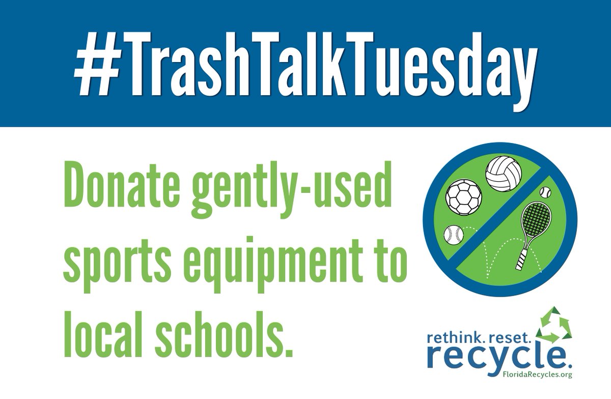 FLDEPNews's tweet photo. It's #TrashTalkTuesday! ♻️ Golf balls, tennis balls, bowling balls & bouncy balls? Trash at curbside! Sports equipment that is still usable can be donated to local schools, charities or thrift stores. Learn more at https://t.co/zTJxjZFiTJ. #Rush2Recycle #FLrecycles https://t.co/Ctkj34FpqC
