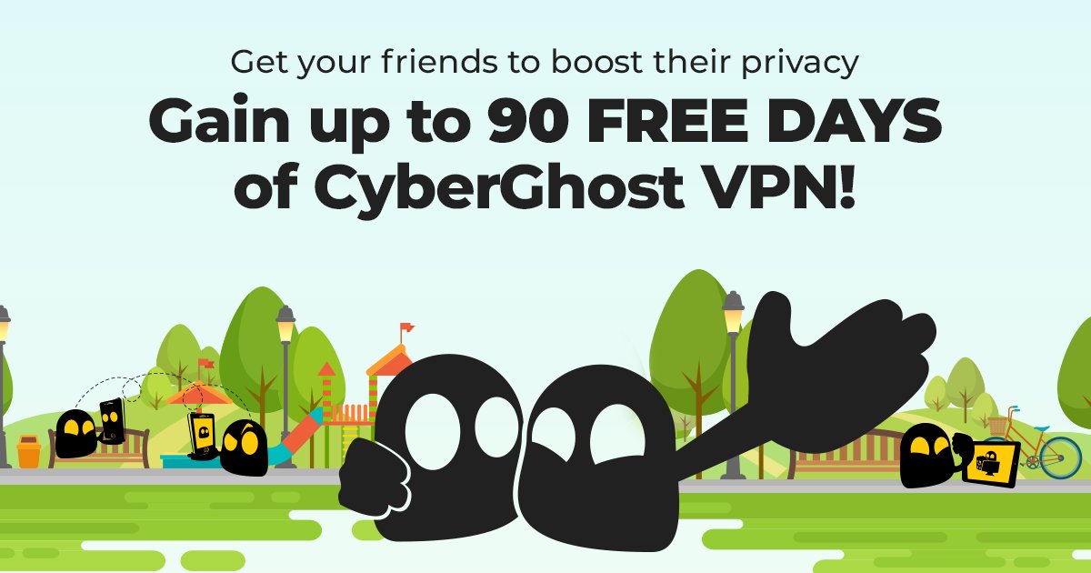 CyberGhost_EN's tweet photo. Tell your friends about #CyberGhost and get 30-days of premium service. 

Bring your friend: https://t.co/ud6mBUzCPy and enjoy the #privacy!

#Refereafriend https://t.co/88wwBgHfgk