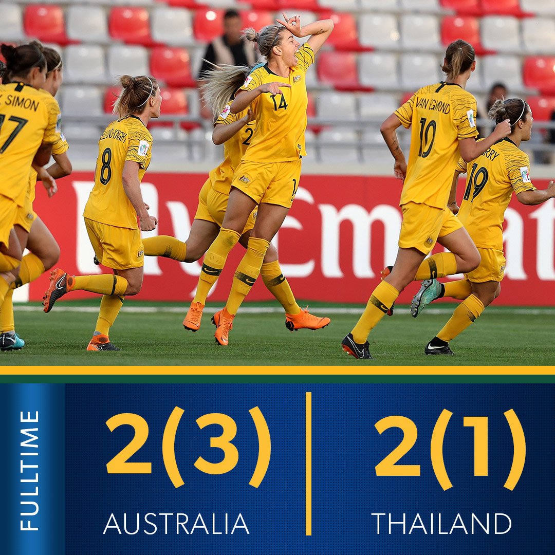 Australia are through to a third consecutive AFC Women's Asian Cup Final after an extraordinary match. @MaccaArnold1 the hero with three saves in the penalty shootout. #GoMatildas #AUSvTHA #WAC2018
