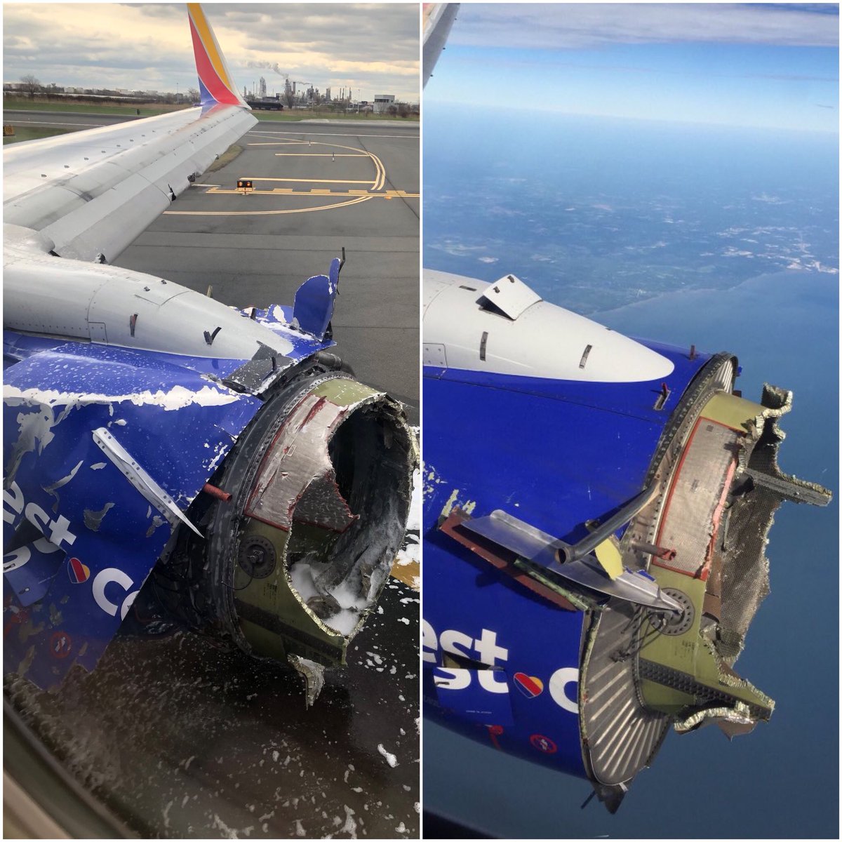 HavaSosyalMedya's tweet image. Southwest uçağının motorunda patlama oldu.

Solda #wn1380 bugün inen uçak. Sağdaki ise #wn3472 Ağustos 2016'da inen uçak. Benzer sorunların yaşandığı görülmekte.