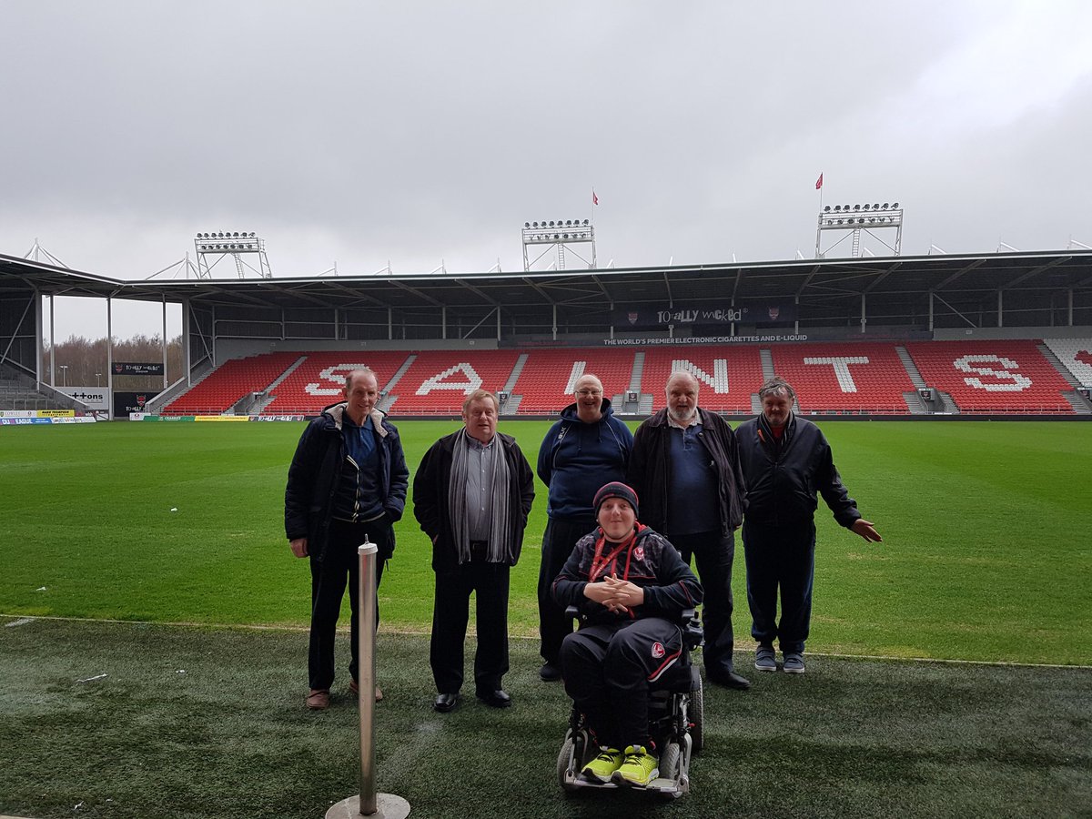 stelever23's tweet photo. @CommunitySaints thanks to Gaz and the st Helens rfl foundation for the tour of the saints ground the fundamentals men's group really appreciated it and a 5 minute chat with Justin Holbrook. https://t.co/J2iZ3LCoFg
