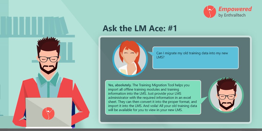 EmpoweredLMS's tweet photo. Have a question regarding LMSs? The Learning Management Ace is here to save the day. This week on 'Ask the LM Ace', learn about migrating old data to your new LMS. We'll be back next week with another query on popular demand.
#LMS #Empoweredlms #Empowered #HR #training https://t.co/OQbPvH5qrX
