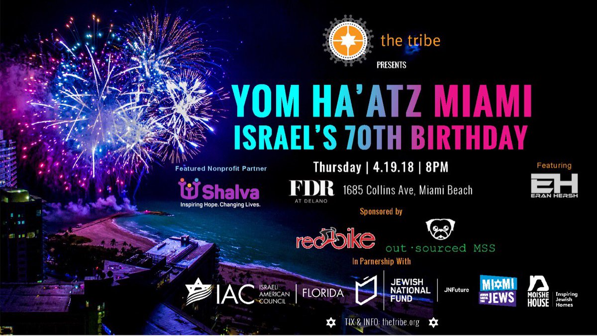 thetribemb's tweet photo. We had a fuck ton of fun last night at @FromBwayWLove! @Racheldoesstuff if you’re still in town this Thursday, come to our party, Yom Ha’atz Miami at @FDRatDelano. #wevegotallthefriends https://t.co/qaChXAUrL2