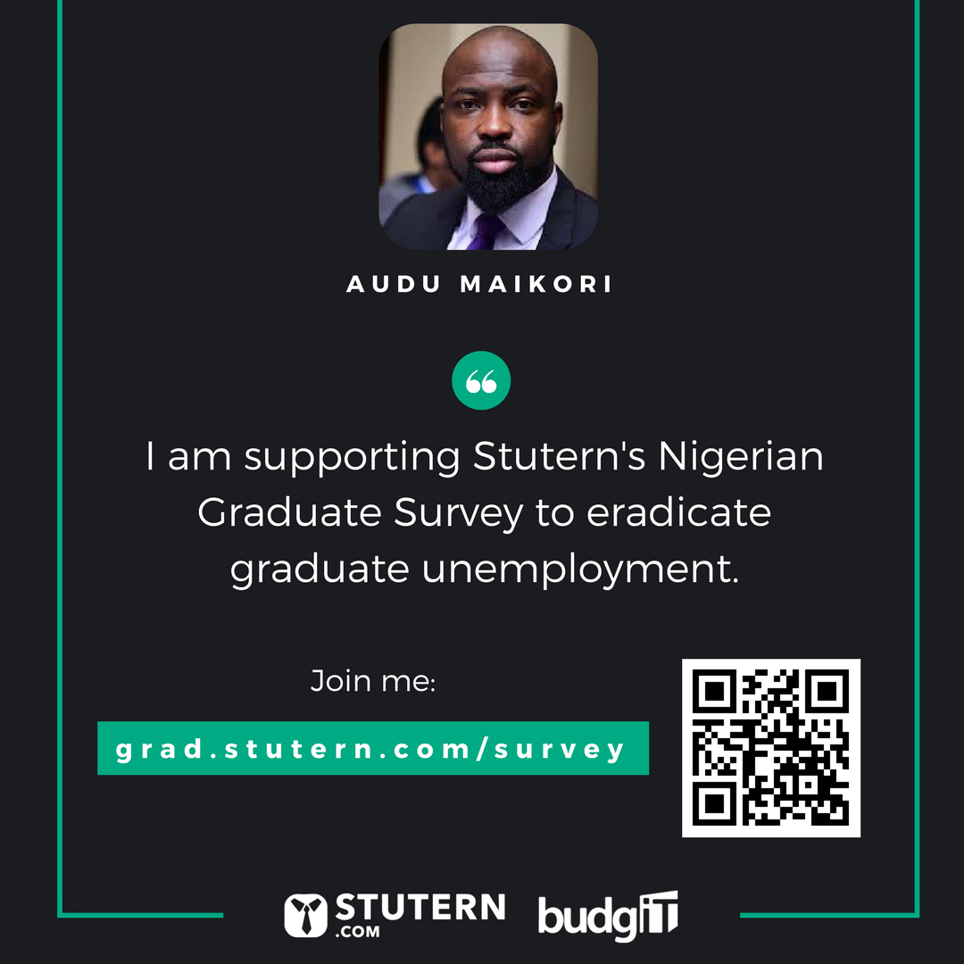 stutern's tweet photo. @Audu is supporting @stutern’s Nigerian Graduate Survey to eradicate graduate unemployment in Nigeria. Take the survey here: https://t.co/680mmLpv0v #gradreport https://t.co/ApYjxfsU3E