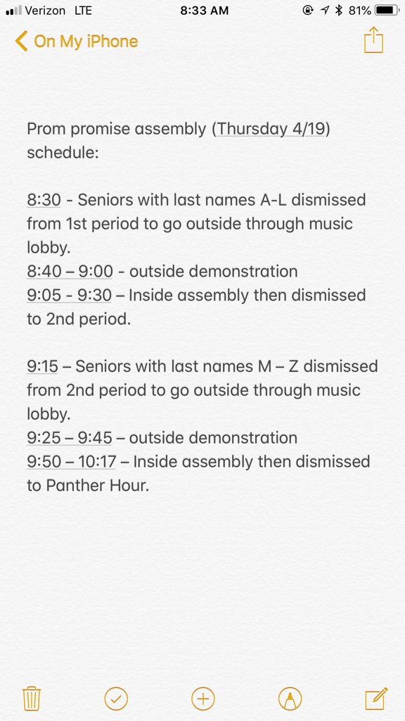 Annapolis2018's tweet photo. Prom promise assembly schedule https://t.co/lnV27VuxYx