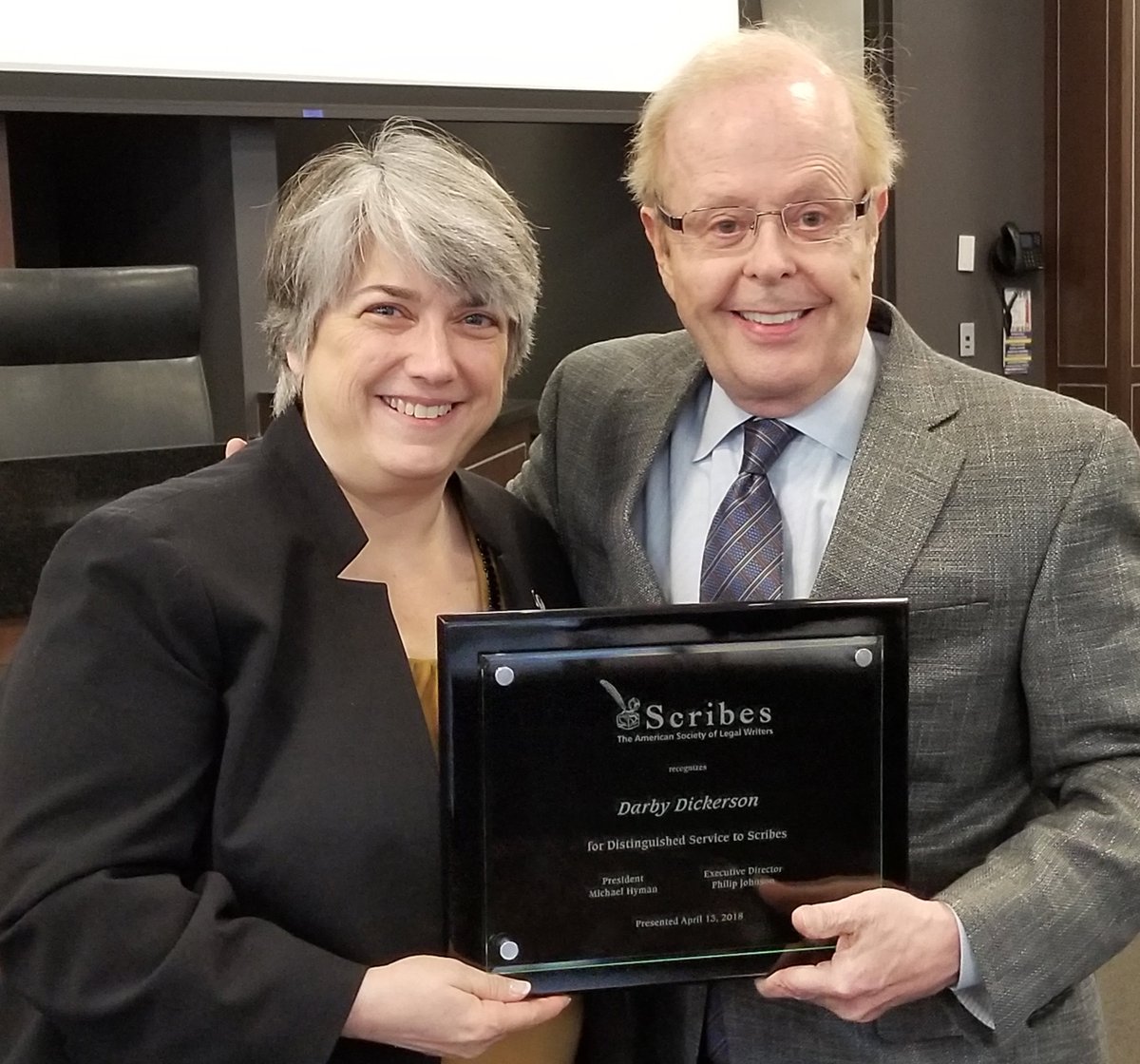uiclaw's tweet photo. Congrats to Dean Darby Dickerson who was presented with the Kimble Service Award at Friday’s @legalscribes CLE program. #JMLSpride https://t.co/al5ifczoA7
