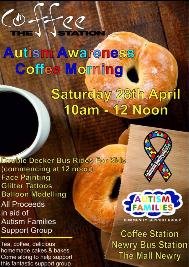 AutismFamiliesC's tweet photo. Just a few photos from last year's fabulous Coffee Morning at the Coffee Station (Newry Bus Depot). Looking forward to 2018's event Saturday week! #April #AutismAwarenessMonth ☕🍩🍰🌈😁 @coffeestationdp @Translink_NI https://t.co/zh0nlVnGhZ