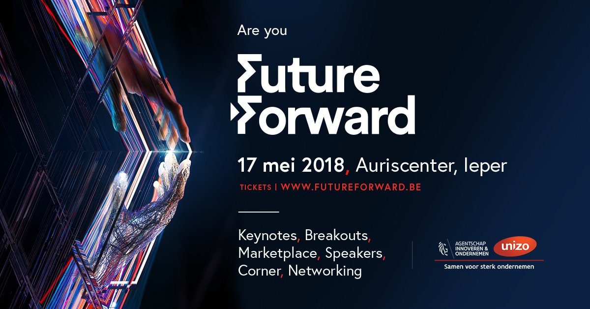 Ben jij klaar voor 2020? Investeer je al in de juiste technologieën die jouw bedrijf "futureforward" maken? Ontdek het tijdens de Future Forward sessions georganiseerd door UNIZO. 
Registreer je nu voor de 1e sessie op 17/5 in Ieper: hubs.ly/H0bHx3Y0 #futureforward
