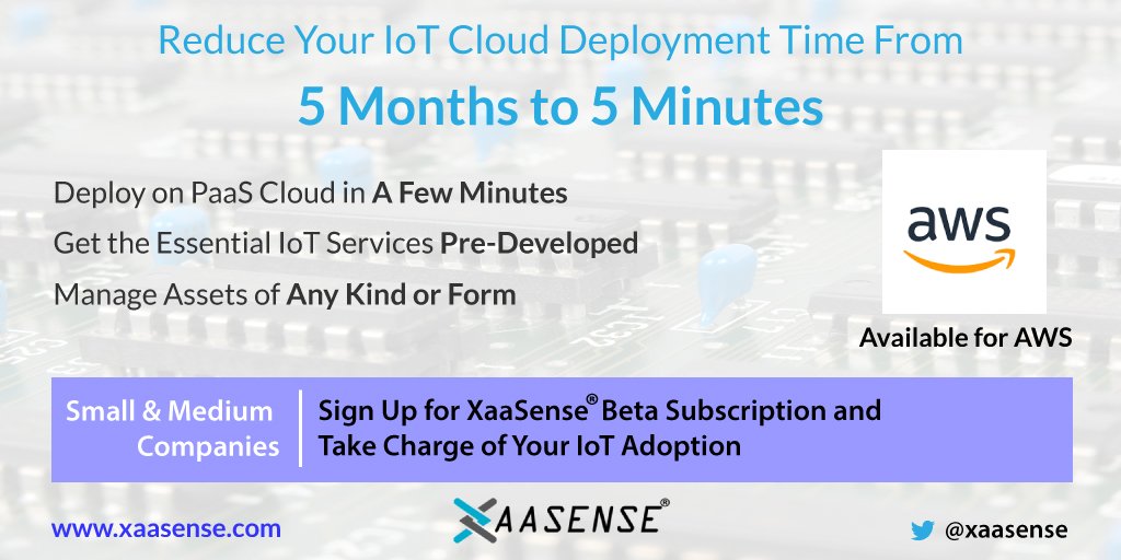 shyampurk's tweet photo. XaaSense, The fastest and the most lightweight IoT PaaS Platform. Sign up for early BETA Access. https://t.co/uVBA9FO8Ww
#IoTracX #Xaasense #aws #IOT #internetofthings #serverless #assetmanagement #assetmonitization #lightweight #fastdeployment #Serverless https://t.co/5DO19jVh98