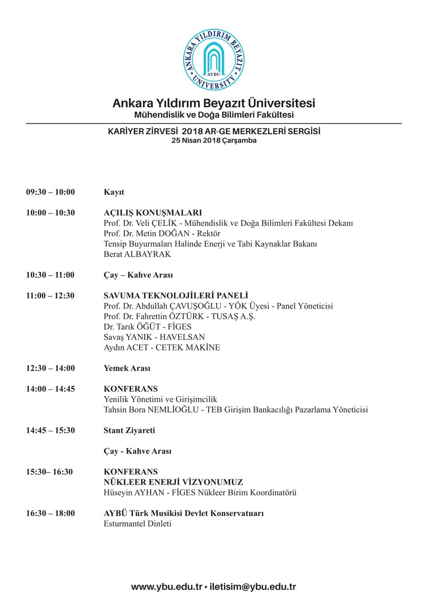 ybuankara's tweet photo. Üniversitemizde Kariyer Zirvesi 2018 ve AR-GE Merkezleri Sergisi Gerçekleştirilecek
https://t.co/NfCMlYS75i

📅 25 - 26 Nisan 2018 Çarşamba
🕞 09: 30
📍 Etlik 15 Temmuz Şehitleri Binası
Programa Herkes Davetlidir...
@drMetinDogan @BeratAlbayrak @_A_Cavusoglu @ybunikonsey https://t.co/speDfR8tDN