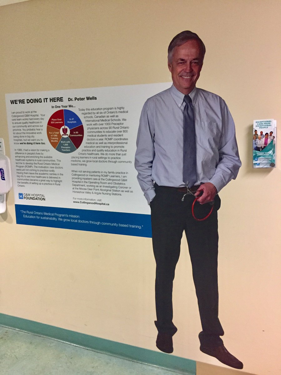 ROMPonline's tweet photo. Spotted at @CollingwoodHosp and hot off the press: a life size decal of our @ROMPonline Director: Dr Peter Wells. Courtesy of the @cgmhf #WereDoingItHere - #MedEd #RuralMed @DrPeterWells https://t.co/Wf00z9pig8