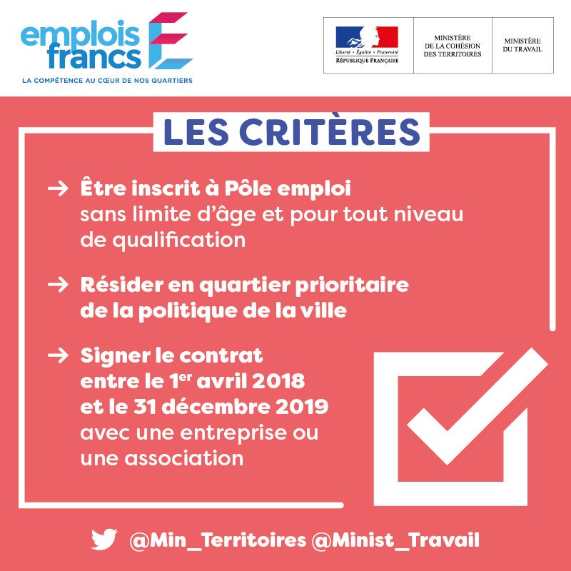 Concrètement, quels sont les critères pour bénéficier des #EmploisFrancs ?
#polville #emploi
➕ d'infos : travail-emploi.gouv.fr/emplois-francs