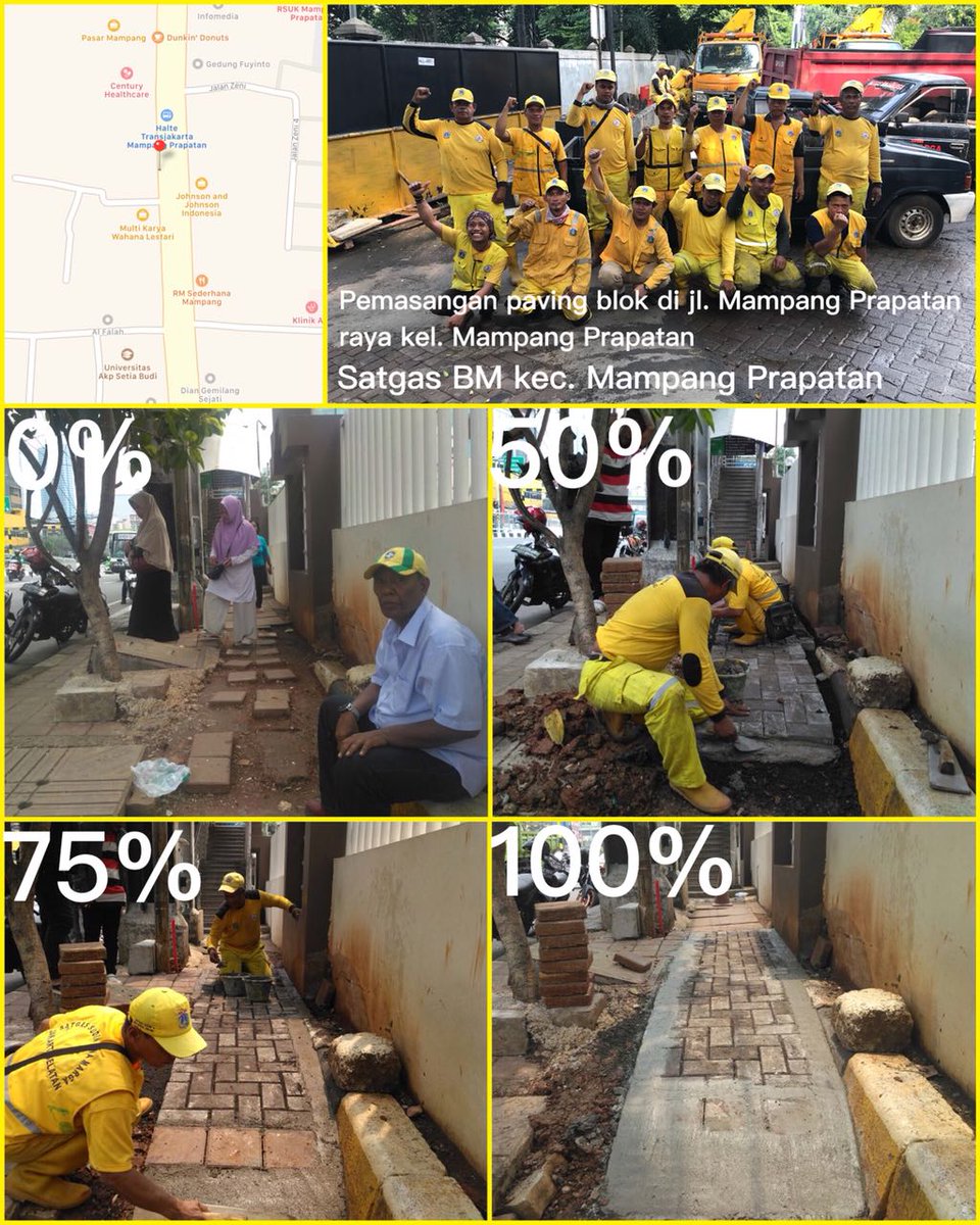 SDBMmampang's tweet photo. Pekerjaan pemasangan paving blok, perbaikan trotoar & perbaikan plat saluran. Kegiatan SDBM Mampang prapatan. #timkuning @BinaMargaDKI @Info_BinaMarga @binamargajaksel @DinasPemel https://t.co/laVgrHxoTP