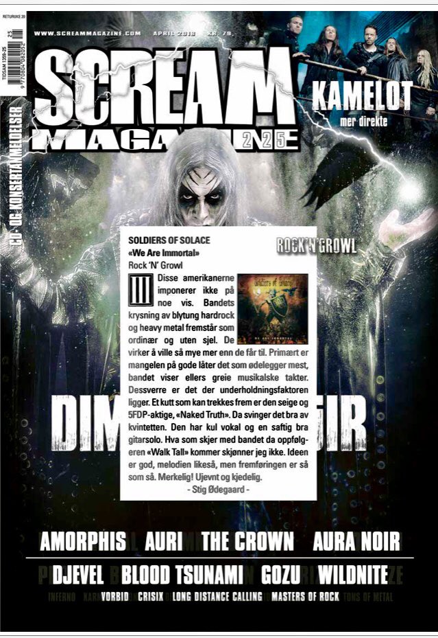 OptimistCT203's tweet photo. #SoldiersOfSolace #ScreamMagazine #Norway #RockNGrowlRecords https://t.co/SOlpRd9jt0