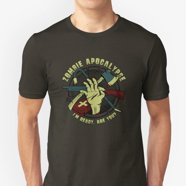 GritFX's tweet image. "#ZombieApocalypse - I'm ready. Are you?" by @robotrobotROBOT &amp;gt;&amp;gt; shrsl.com/w8go | #zombies #tshirtdesign #sponsored