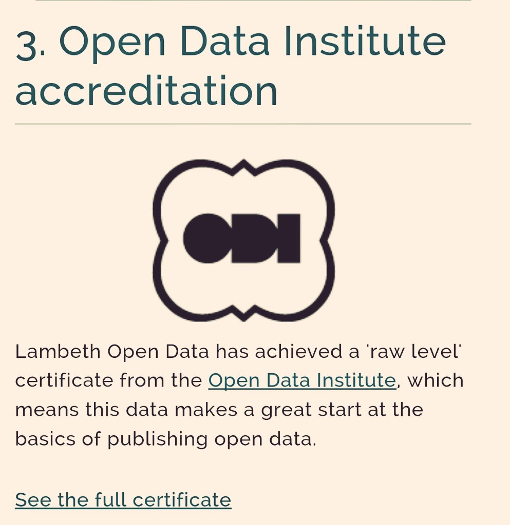 KeaneMJ's tweet photo. Lambeth's open data accreditation certificate. If you live in #OvalWard please #VoteKeane so I can help Lambeth sort out their data problems. You can't expect good decisions to come out of bad information.
https://t.co/MMgVUbotSP https://t.co/JvyI9VMxLY