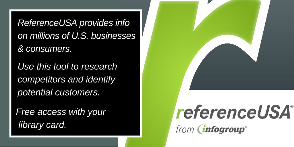 librarianbrandy's tweet photo. Take a guided tour of #ReferenceUSA at Thursday's (4/19) class, "Resources for Your Small Business" at #CoMo Public Library. https://t.co/djNx9BfriZ #smallbiz #entrepreneur #marketing @CentralMOSBTDC @WBC_mo @1MillionCupsCMO @ColumbiaREDI https://t.co/ghtyg9mifA