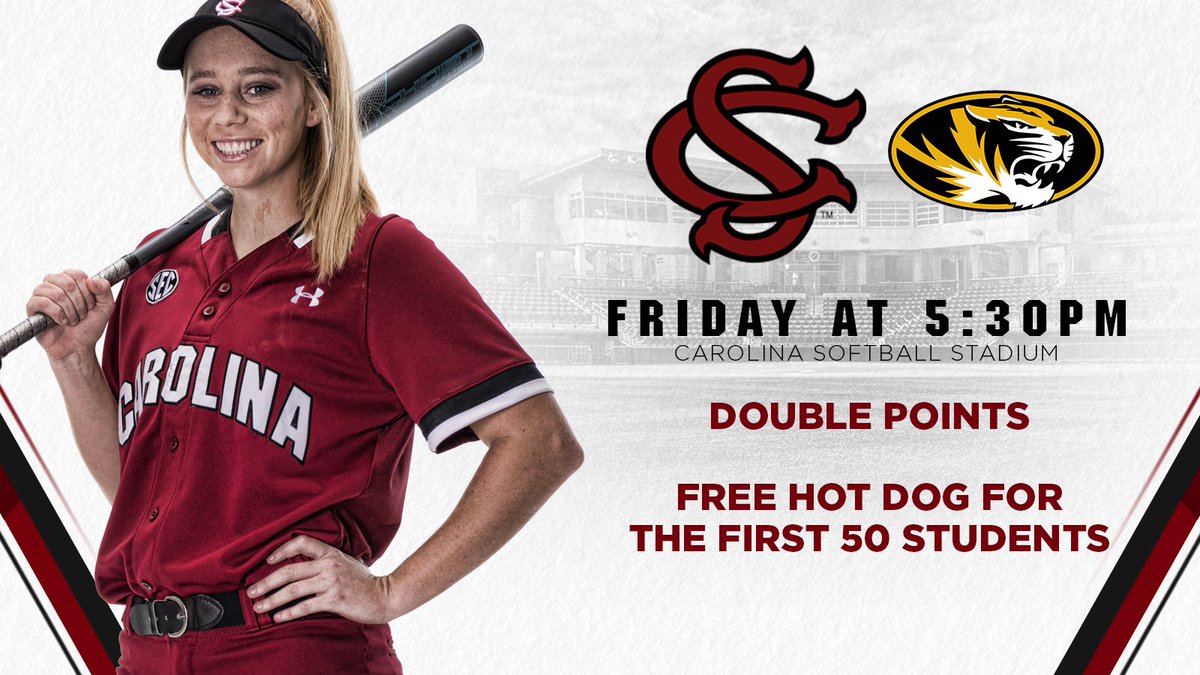 SC_Cockpit's tweet photo. It's going to be a fun week @GamecockSoftbll!

Wednesday vs. Campbell

Friday - DOUBLE POINTS &amp; FREE hot dogs for students

Saturday - FREE t-shirts for fans

Sunday - FREE t-shirts for students https://t.co/bNnIFJMuyW