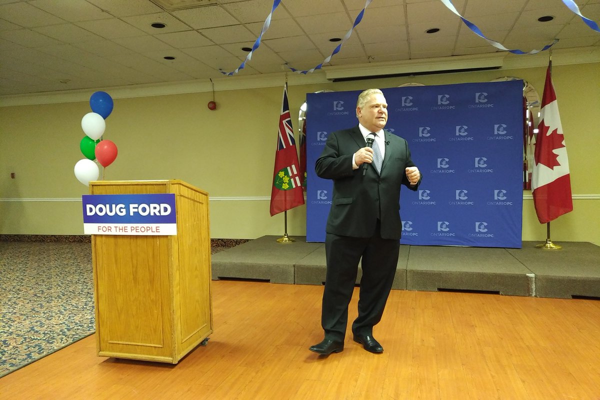 Ford is here. Speaking to a full house. Talking about usual provincial talking points and Kathleen Wynne. https://t.co/hDvOxOqYLG