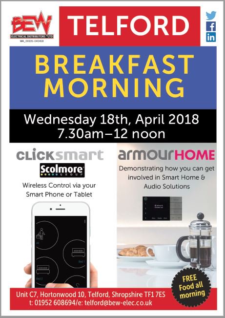 Have you got ‘Breakfast Morning, <a href="/BEW_ELECTRICAL/">BEW ELECTRICAL</a> #Telford, 7.30-12’ in your diary for tomorrow? Even if you’ve only got 10 minutes to spare, come along to see some demos from <a href="/ClickScolmore/">Click Scolmore</a> and <a href="/ArmourHome/">Tammy Castillo️🧀</a> #electricians